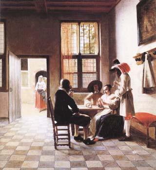 Pieter de Hooch Cardplayers in a Sunlit Room (mk25 china oil painting image